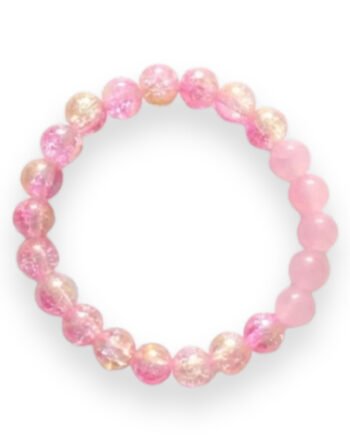 Pink Crackle Glass Bead Bracelet ( with box )