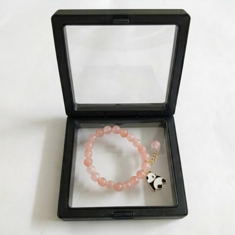 Pink Beaded Stretch Bracelet with Panda Charm ( with box )