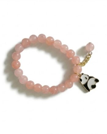 Pink Beaded Stretch Bracelet with Panda Charm ( with box )