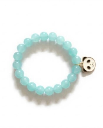 Blue Beaded Stretch Bracelet with Panda Charm ( with box )