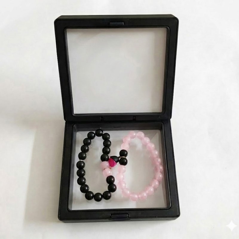 Black and Pink Beaded Couple Bracelets ( with box )