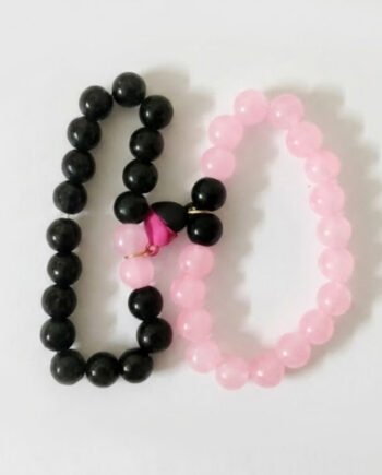 Black and Pink Beaded Couple Bracelets ( with box )