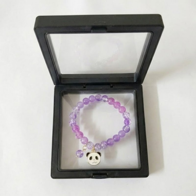 Purple Crackle Bead Stretch Bracelet with Panda Charm ( with box )