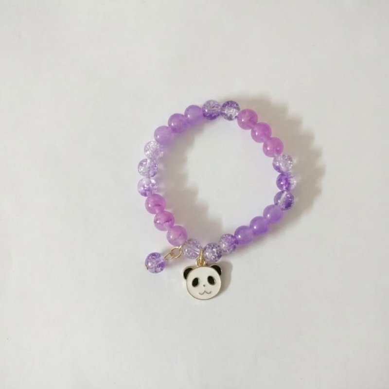 Purple Crackle Bead Stretch Bracelet with Panda Charm ( with box )