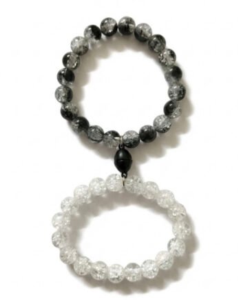 Black and White Crackle Bead Couple Bracelets ( with box )