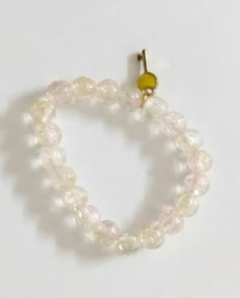 Clear Crackle Bead Stretch Bracelet with Yellow Charm ( with box )